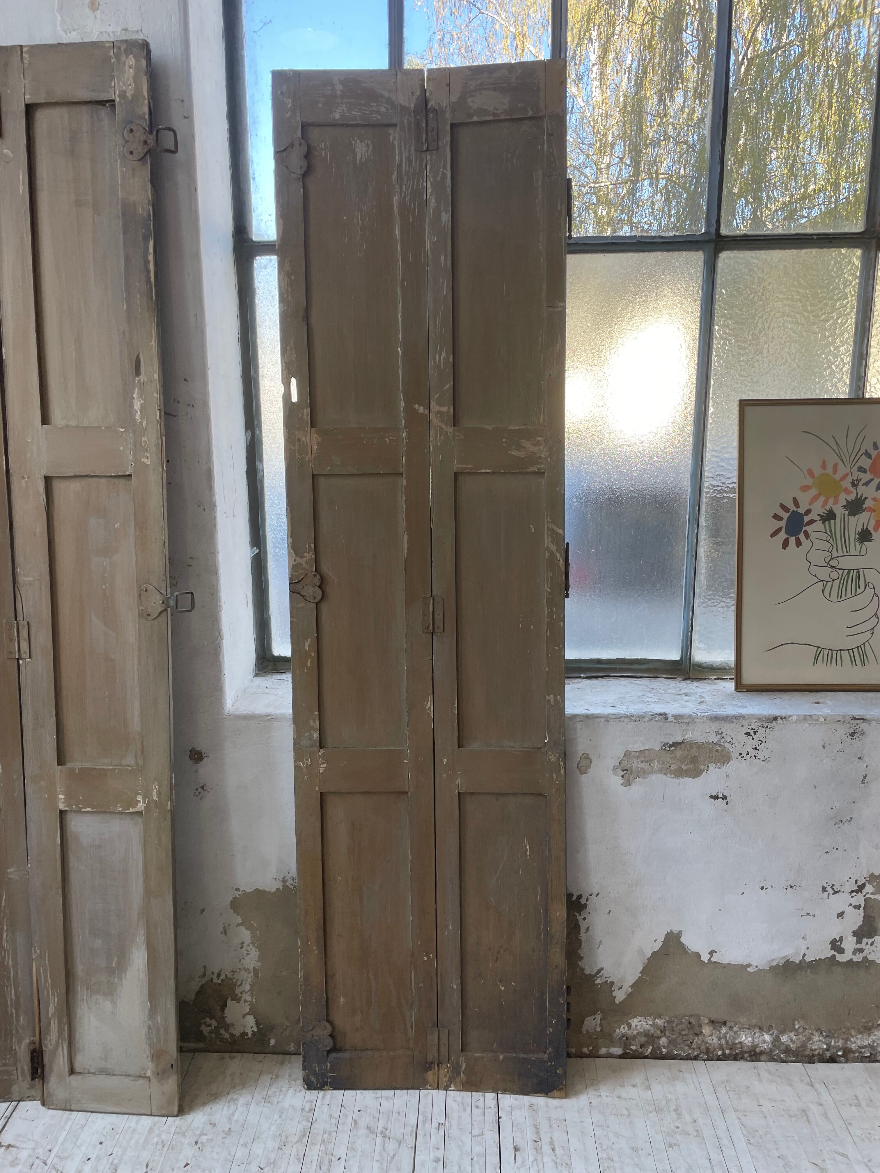 Trio of shutters louvers patina blue gray