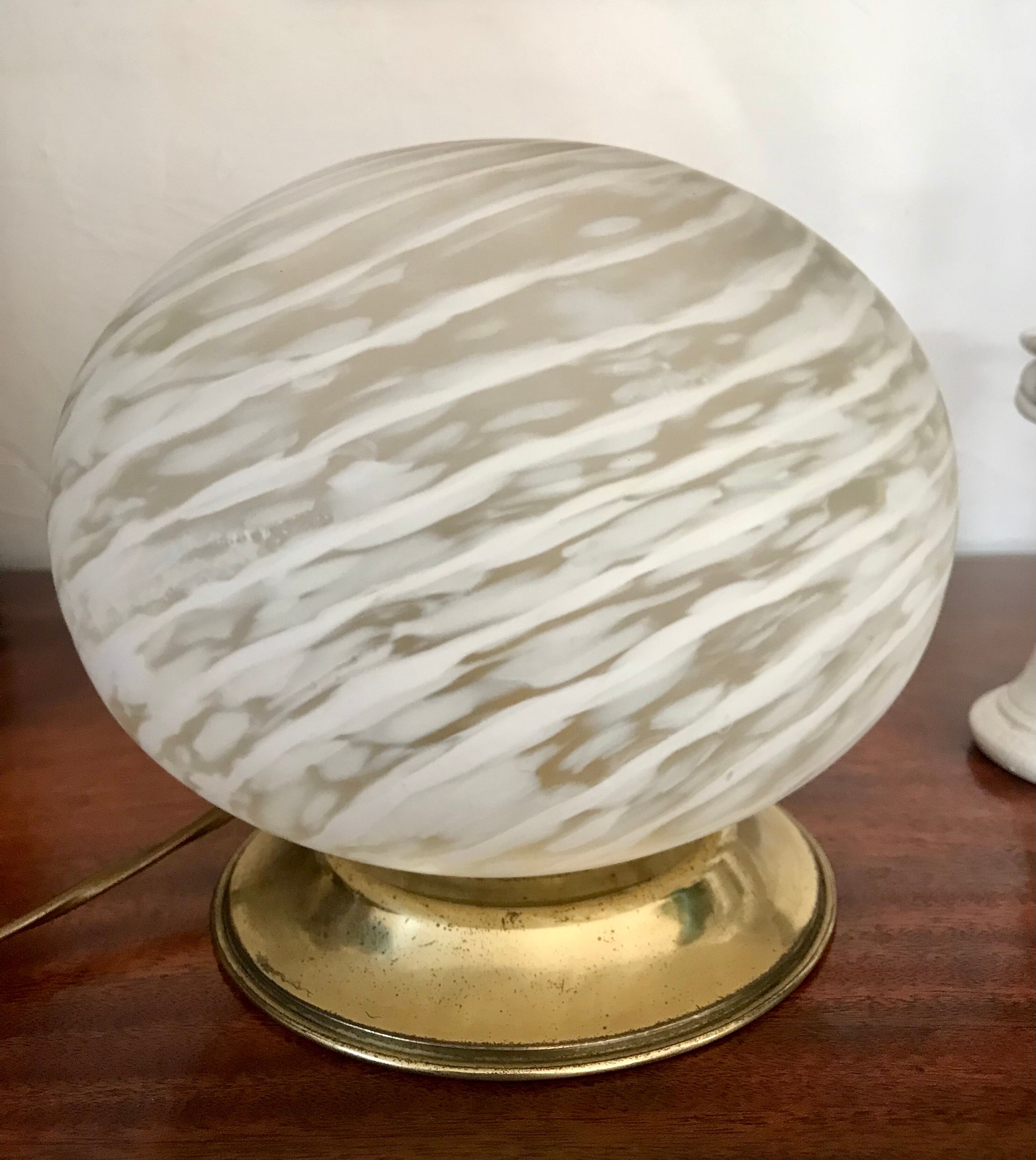 Lampe laiton et verre de Murano vintage