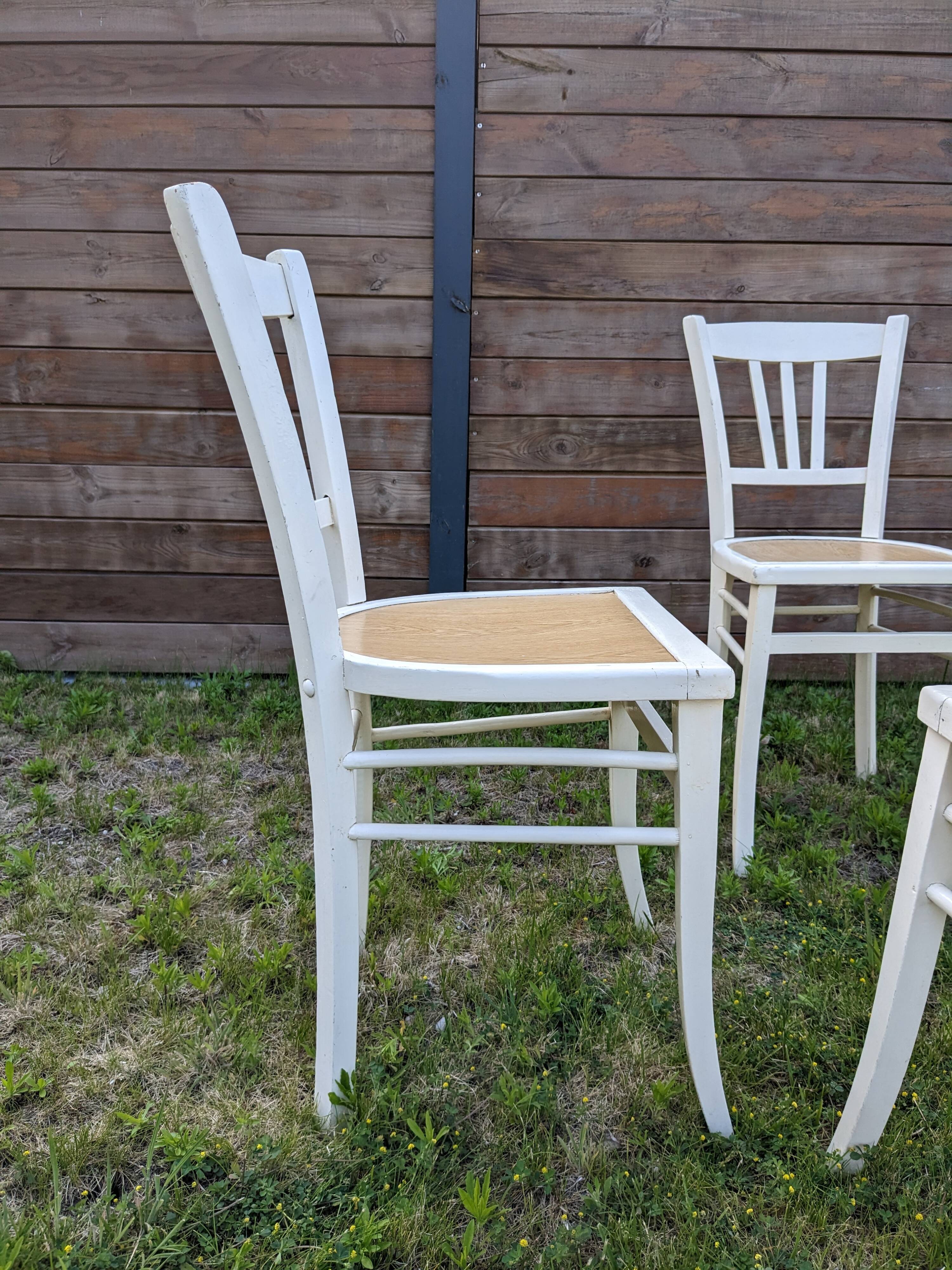 Set of 4 vintage shabby chic bistro chairs