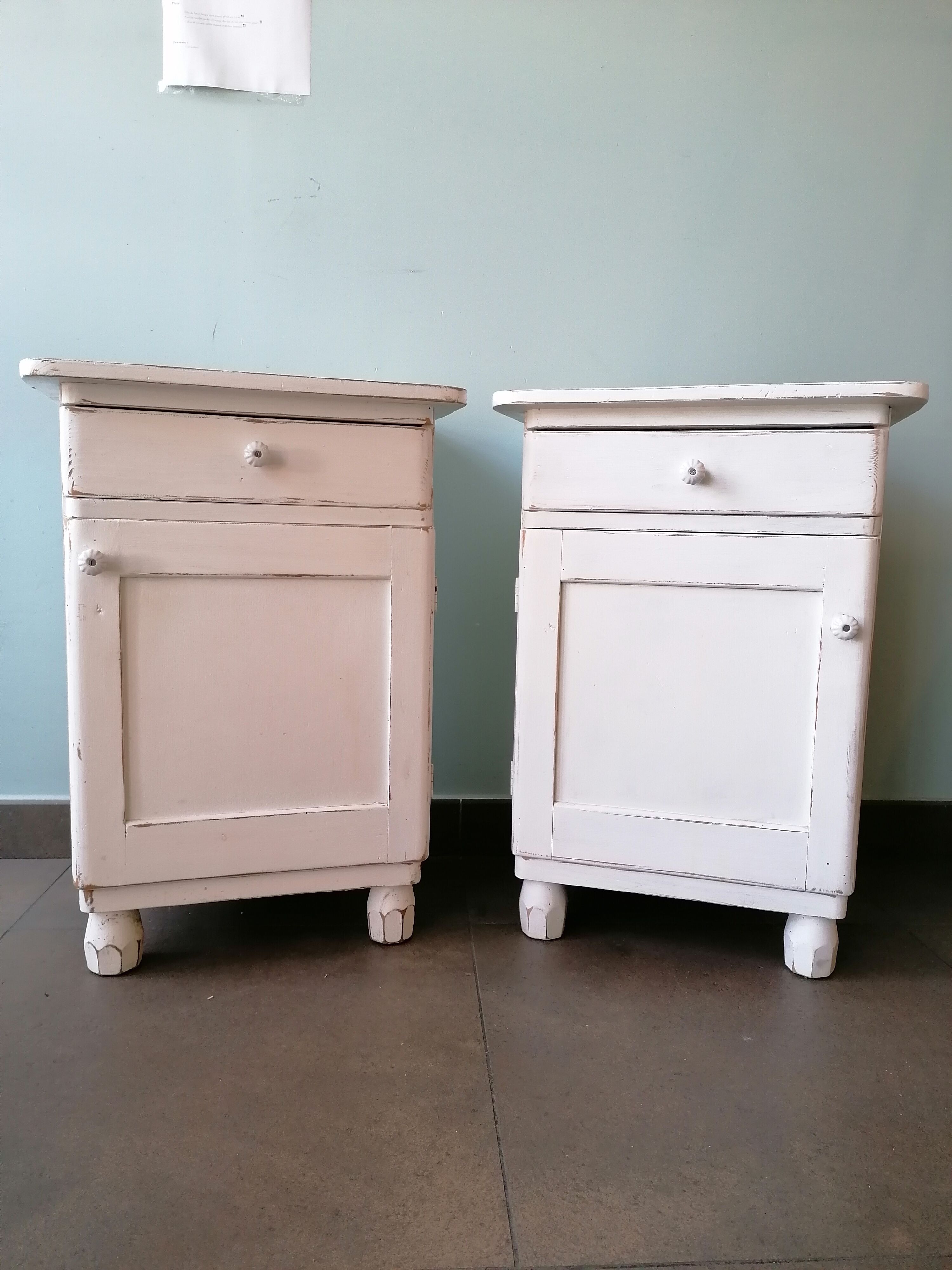 Pair of vintage wooden bedside tables