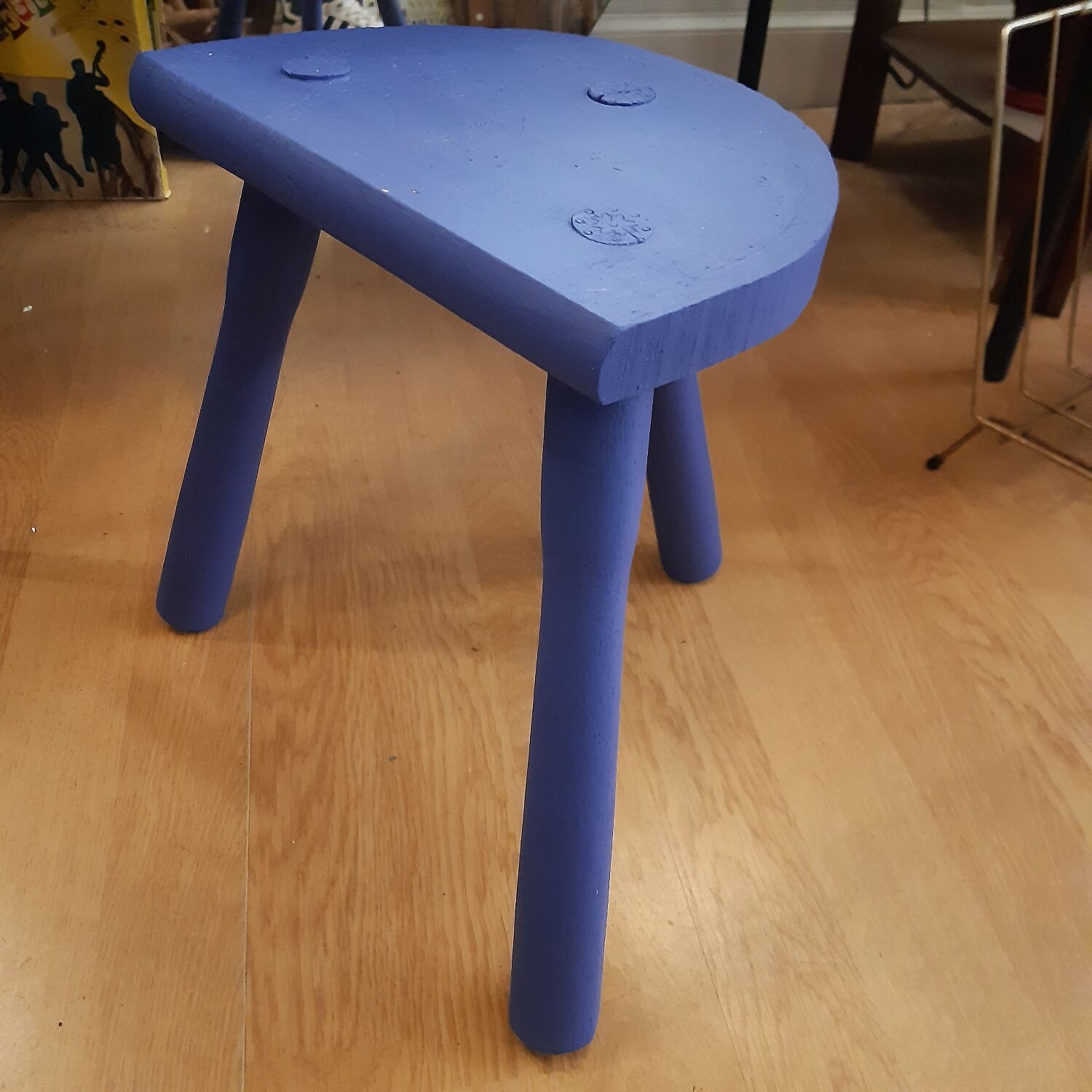 Brutalist blue majorelle low stool