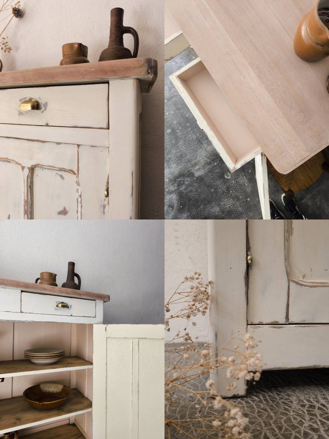 Distressed white buffet Parisian