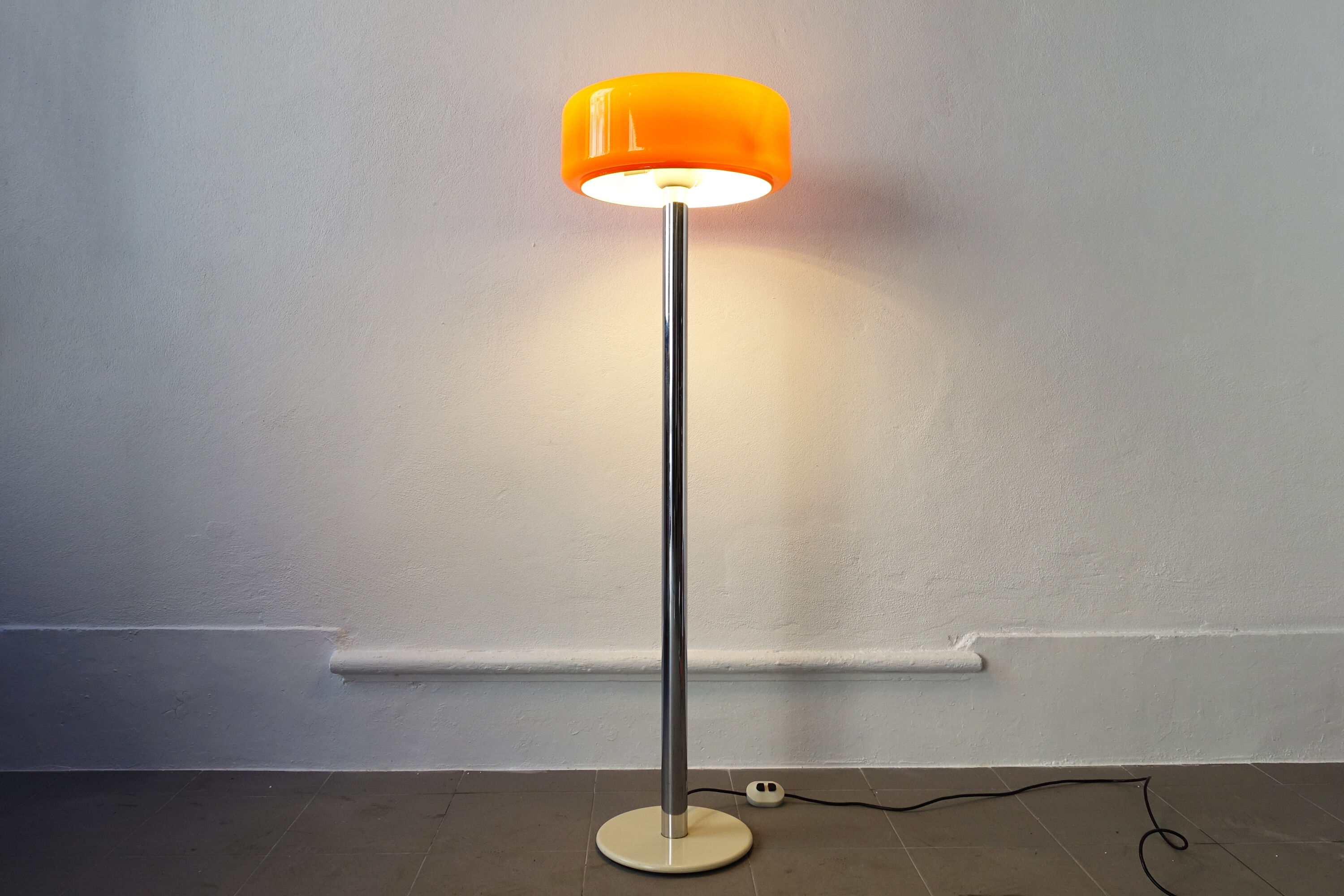 Floor Lamp Chrome and Orange, 1970's