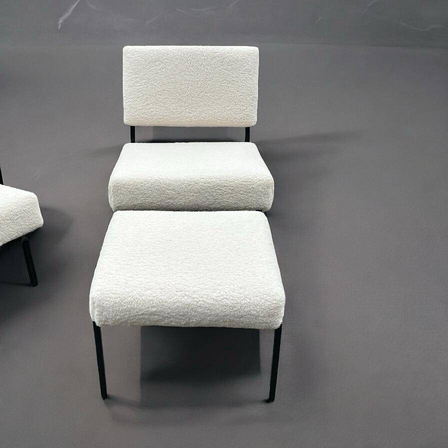 Pair of Armchairs and Ottoman or Stool 1960s Matco