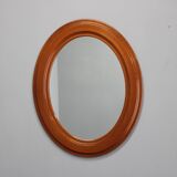 1970s Oval Wooden Mirror, Italy