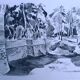 Original drawing in black chalk by Jean Villette (1913-2005)