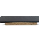 Basalt Coffee Table with Travertine Leg