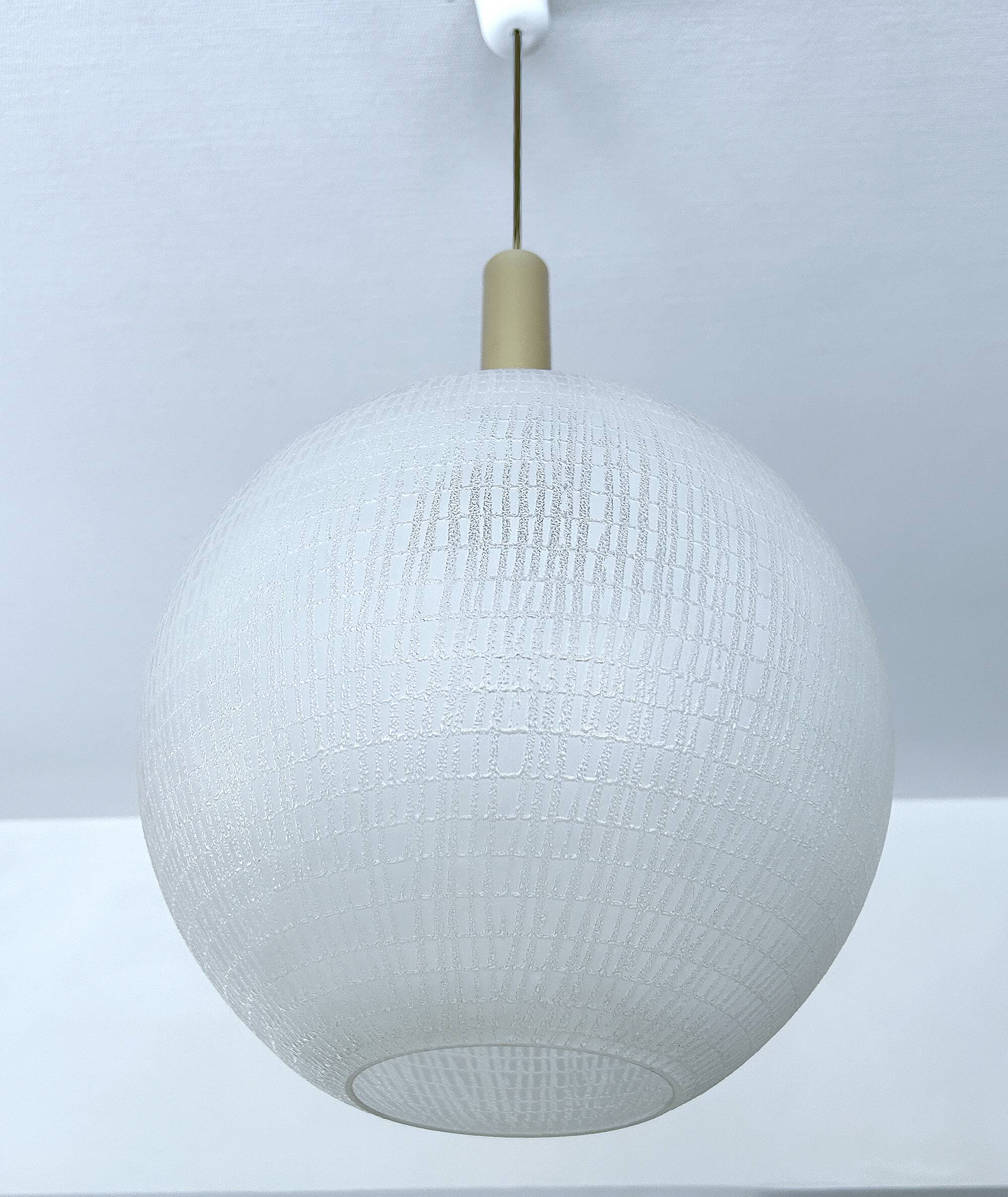 Large vintage glass ball pendant light, 60s