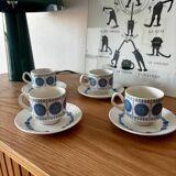 Vintage set of 4 Spanish Pontesa porcelain cups and saucers