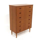 Scandinavian "tallboy" chest of drawers in teak, Sweden, 1960