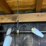 Brass/metal pendant light 3 arms 50s/60s