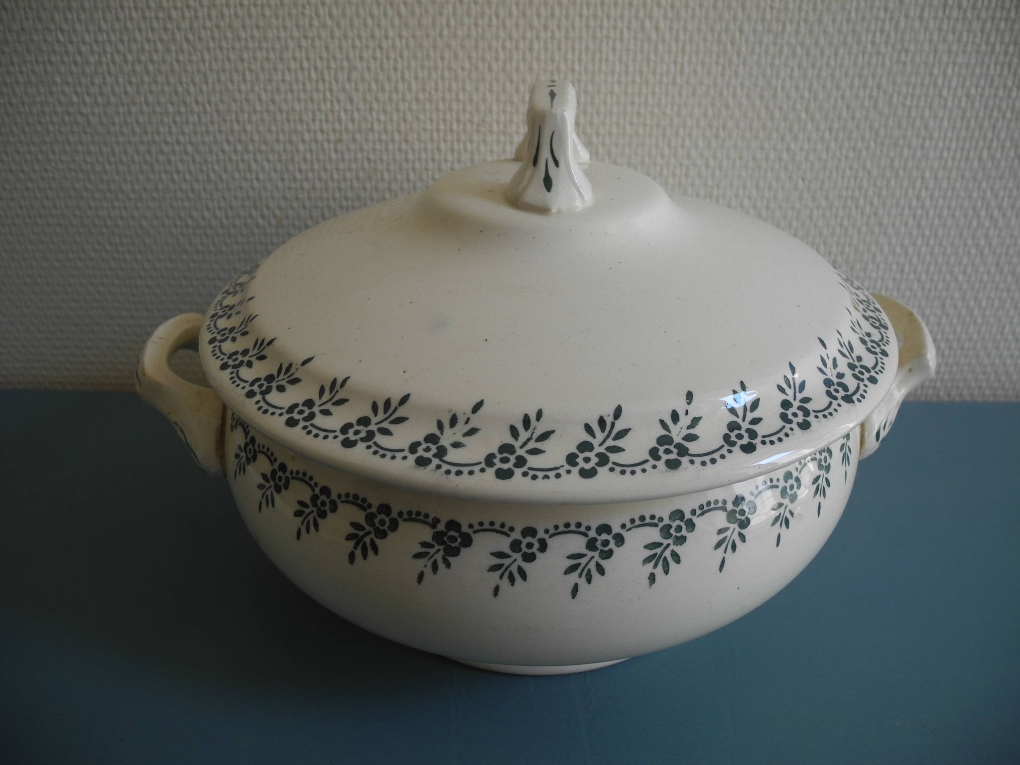 old vegetable soup tureen Terre Fer Choisy Roi antique French dish