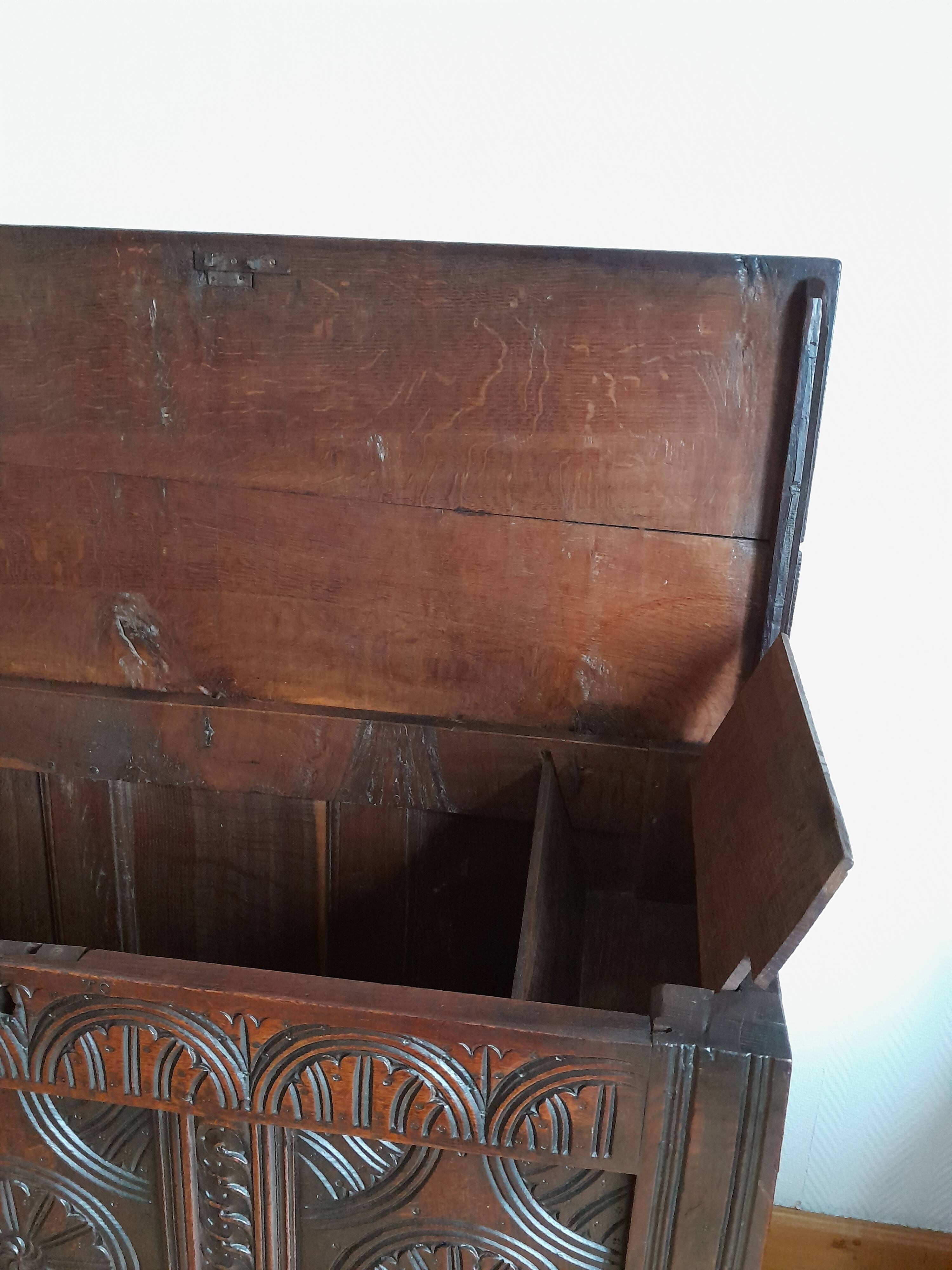 19th century oak castle chest