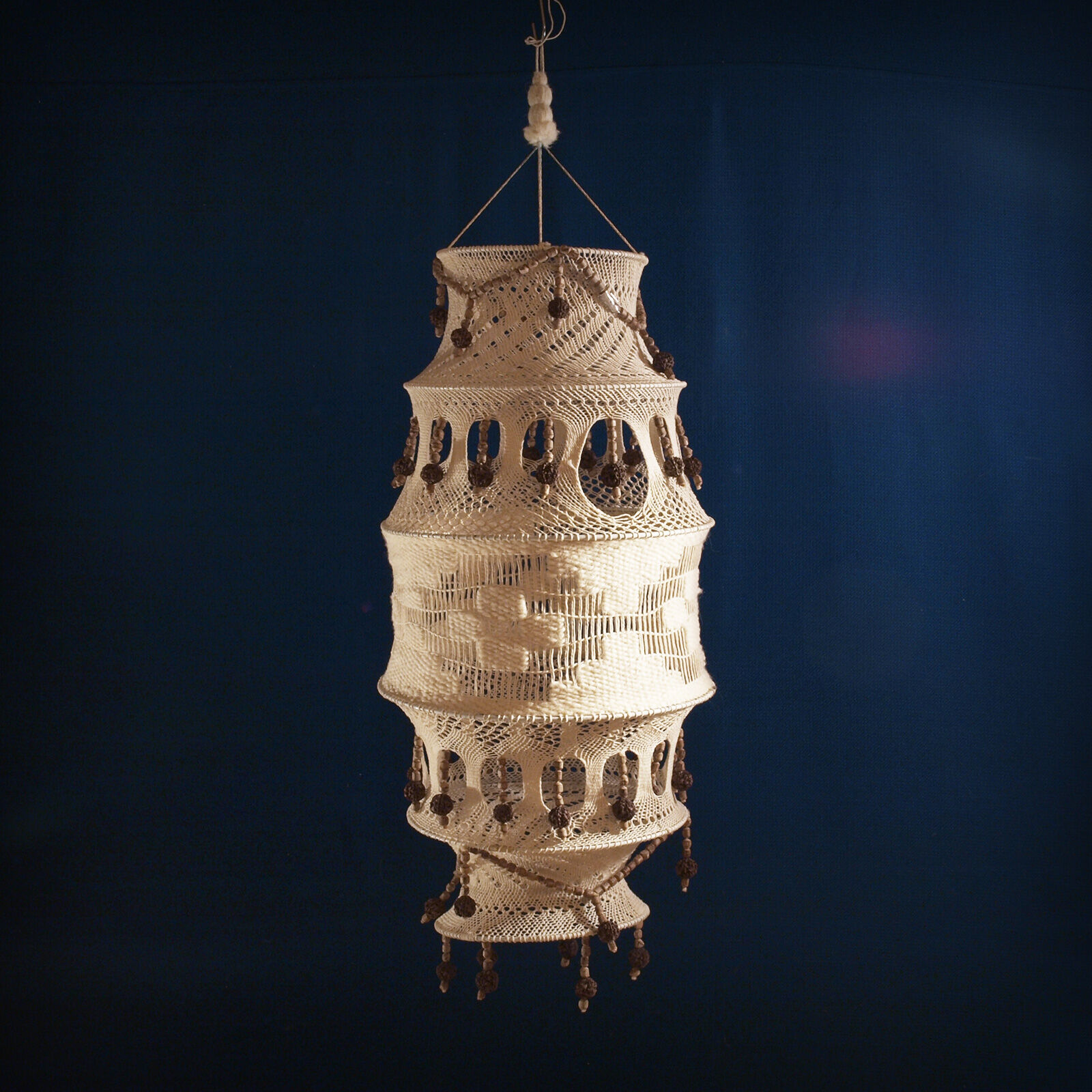 Crochet and wood chandelier