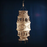 Crochet and wood chandelier