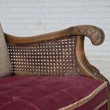 1930s, Danish 3-seater sofa, red furniture velour, furniture mesh.