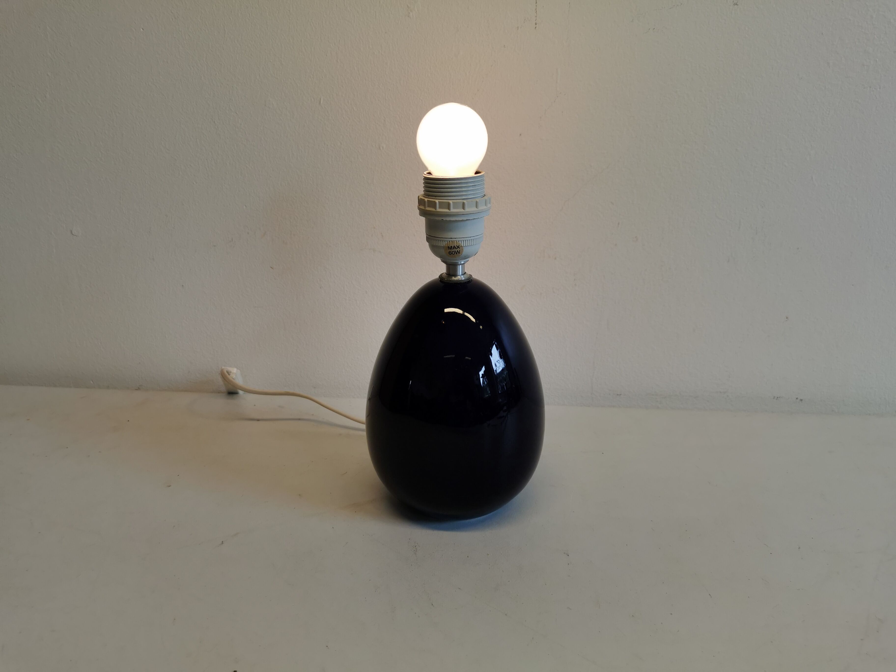 Small Table lamp in dark blue ceramic, made by Søholm ceramics Denmark.