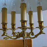 Large hot water bottle lamp with 5 bronze lights, empire style