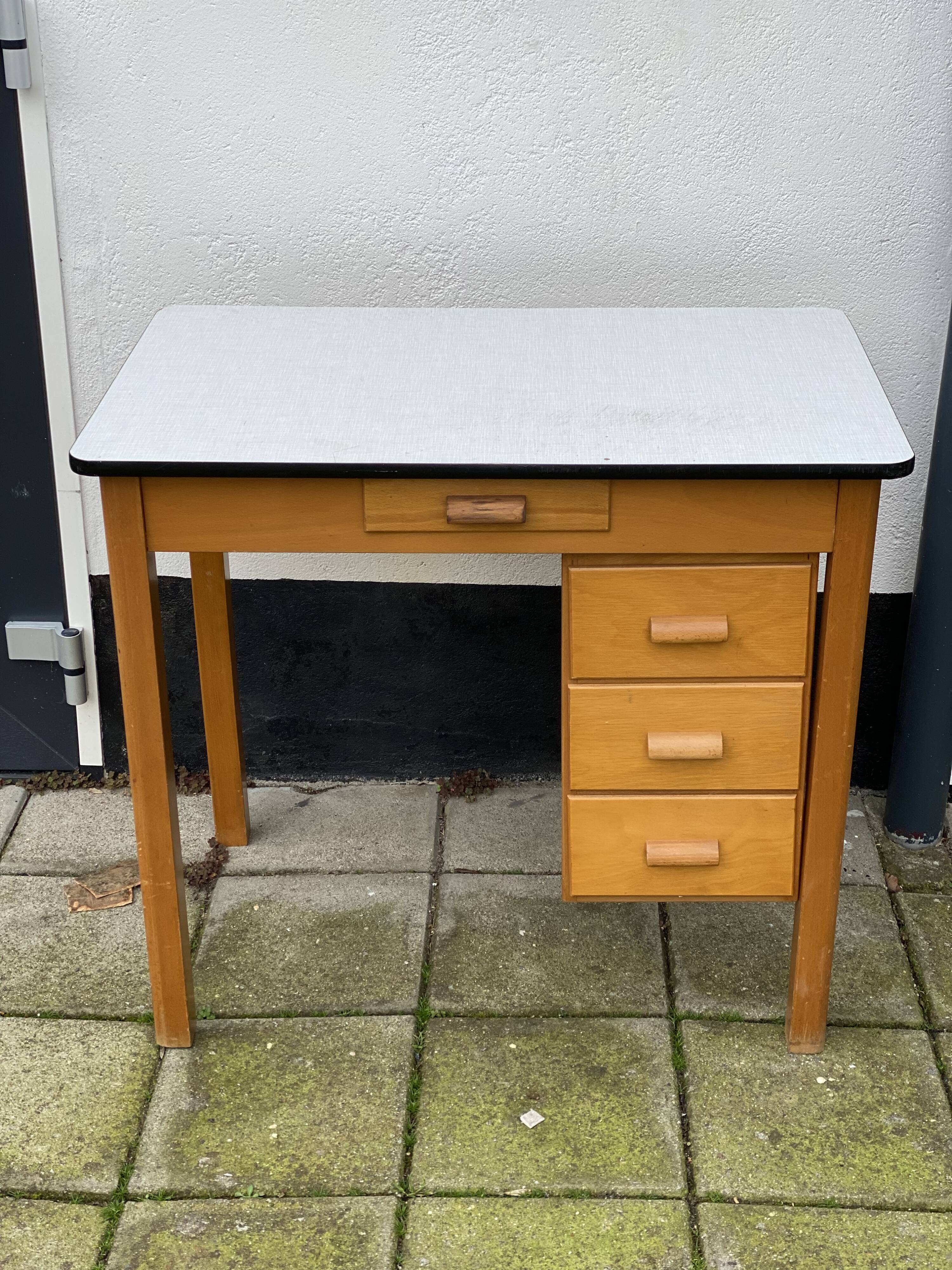 Vintage pinewood formica top desk