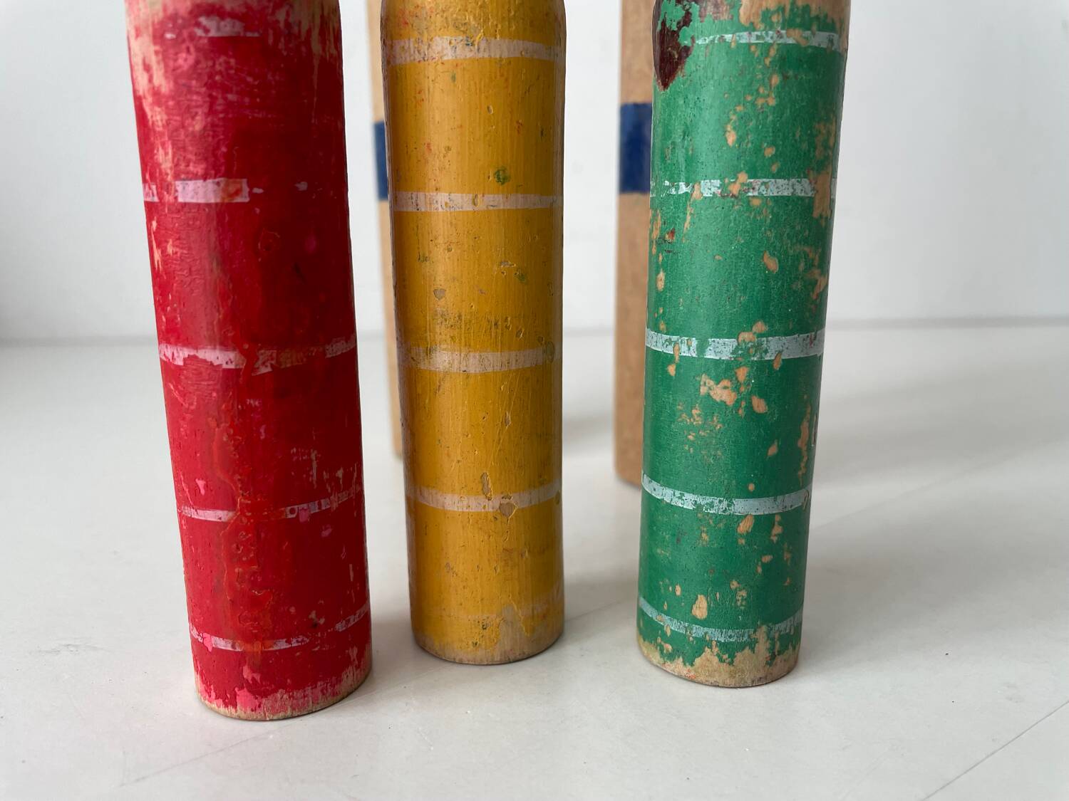 Old wooden bowling pins
