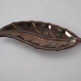 Metal leaf-shaped platter, Italian design, 1980s, made in Italy