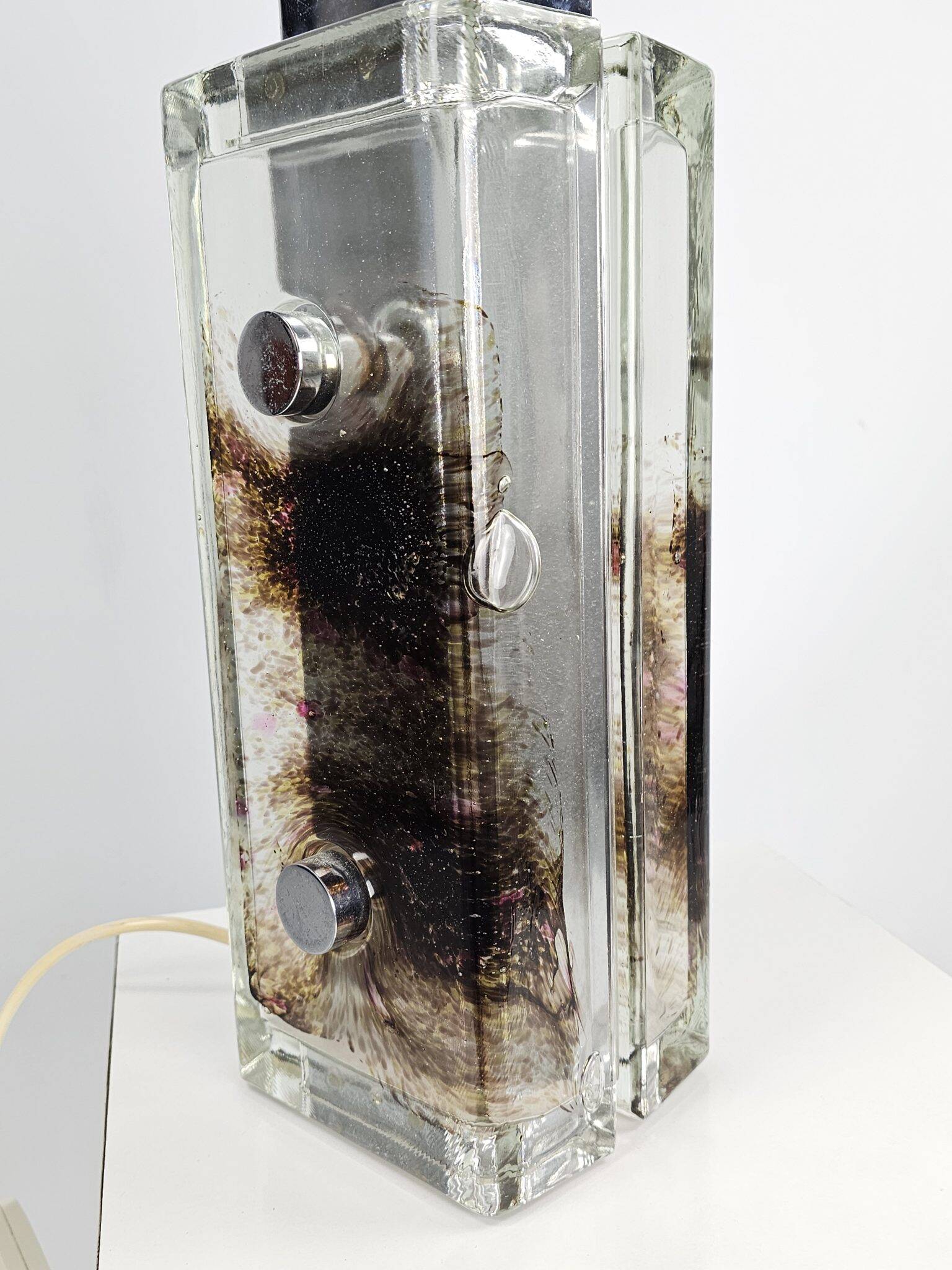 Table lamp from Glashutte Limburg thick glass floral theme