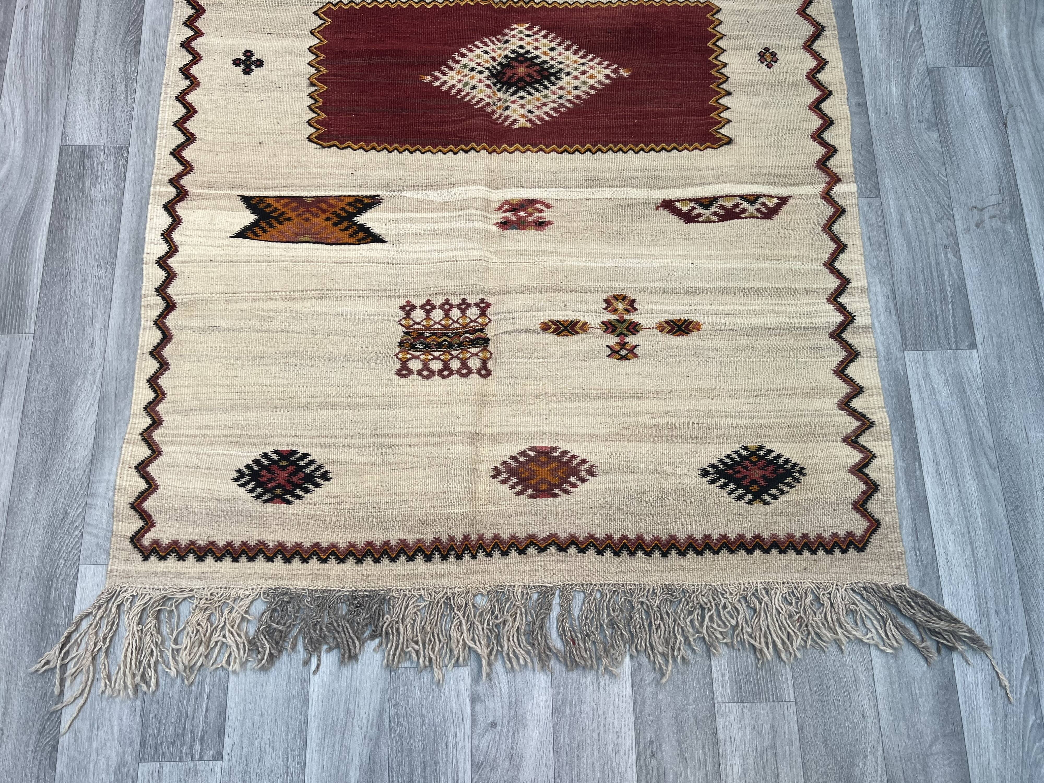 Handwoven Moroccan Rug, Tribal Rug, Taznakht Tribe Kilim Rug