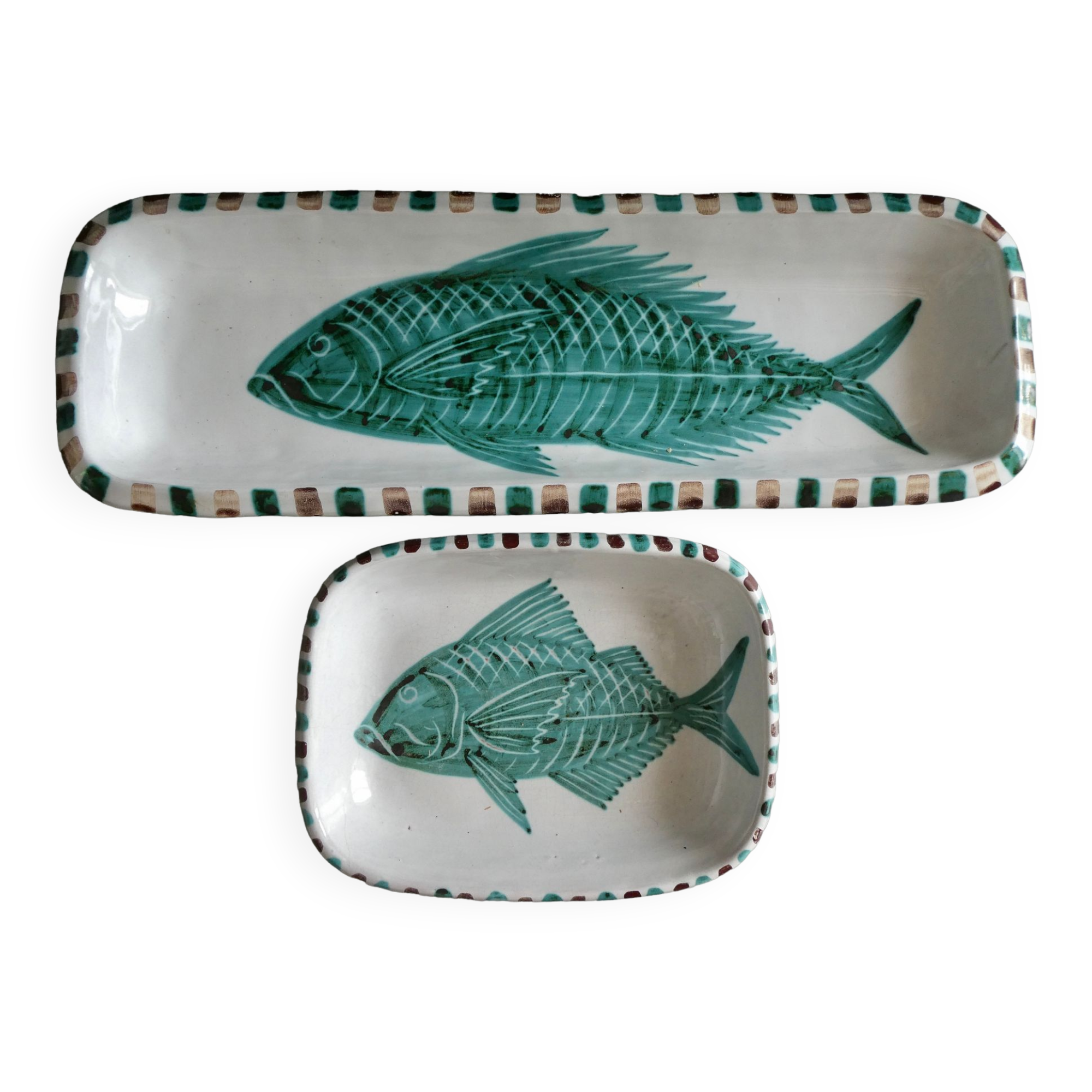 2 ceramic dishes, Fazio Vallauris SAP, 60s