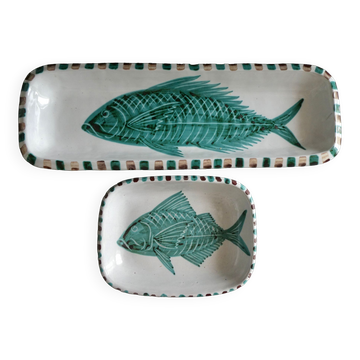 2 ceramic dishes, Fazio Vallauris SAP, 1960s