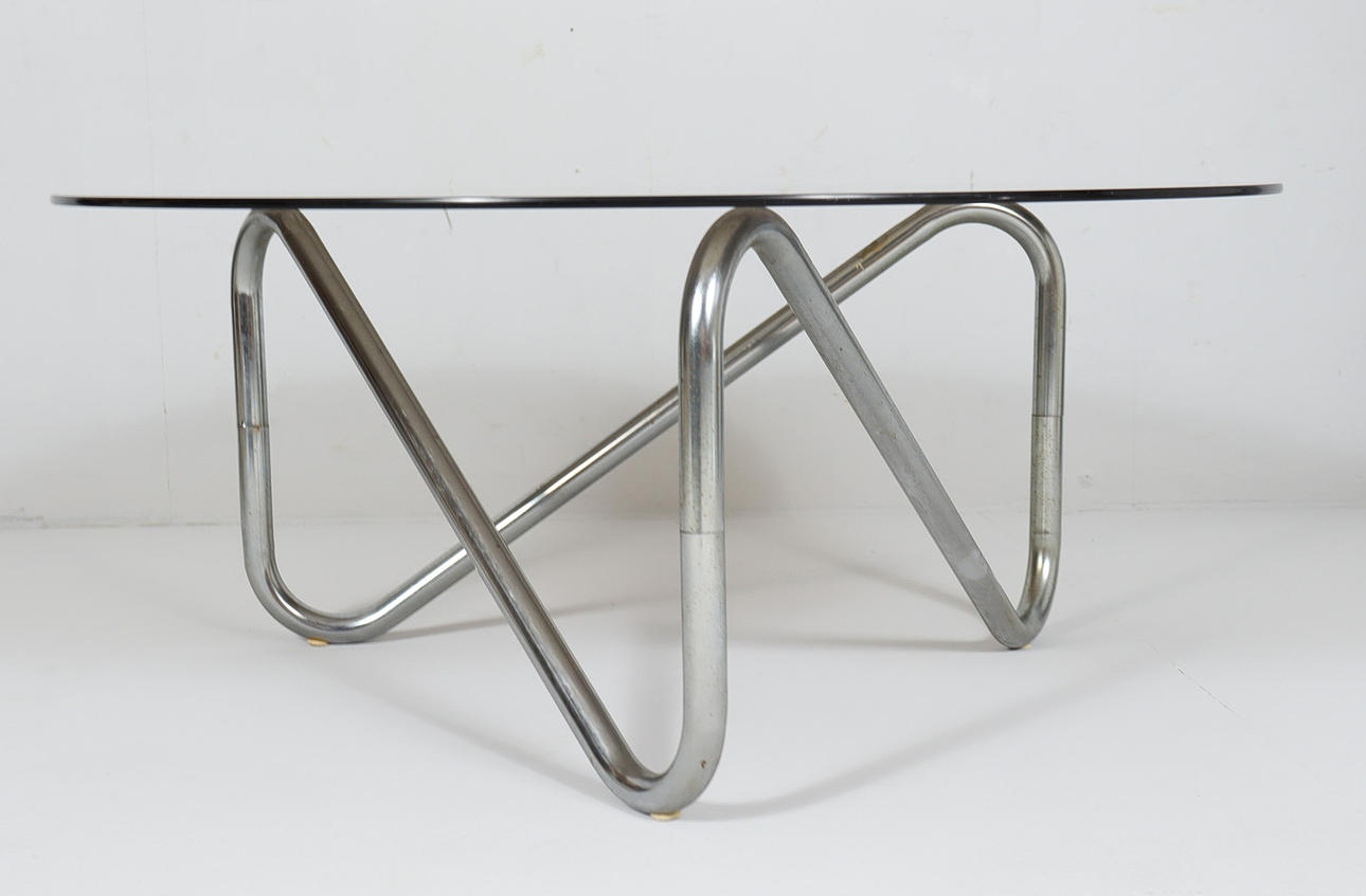 French tubular steel coffee table, 1970s.