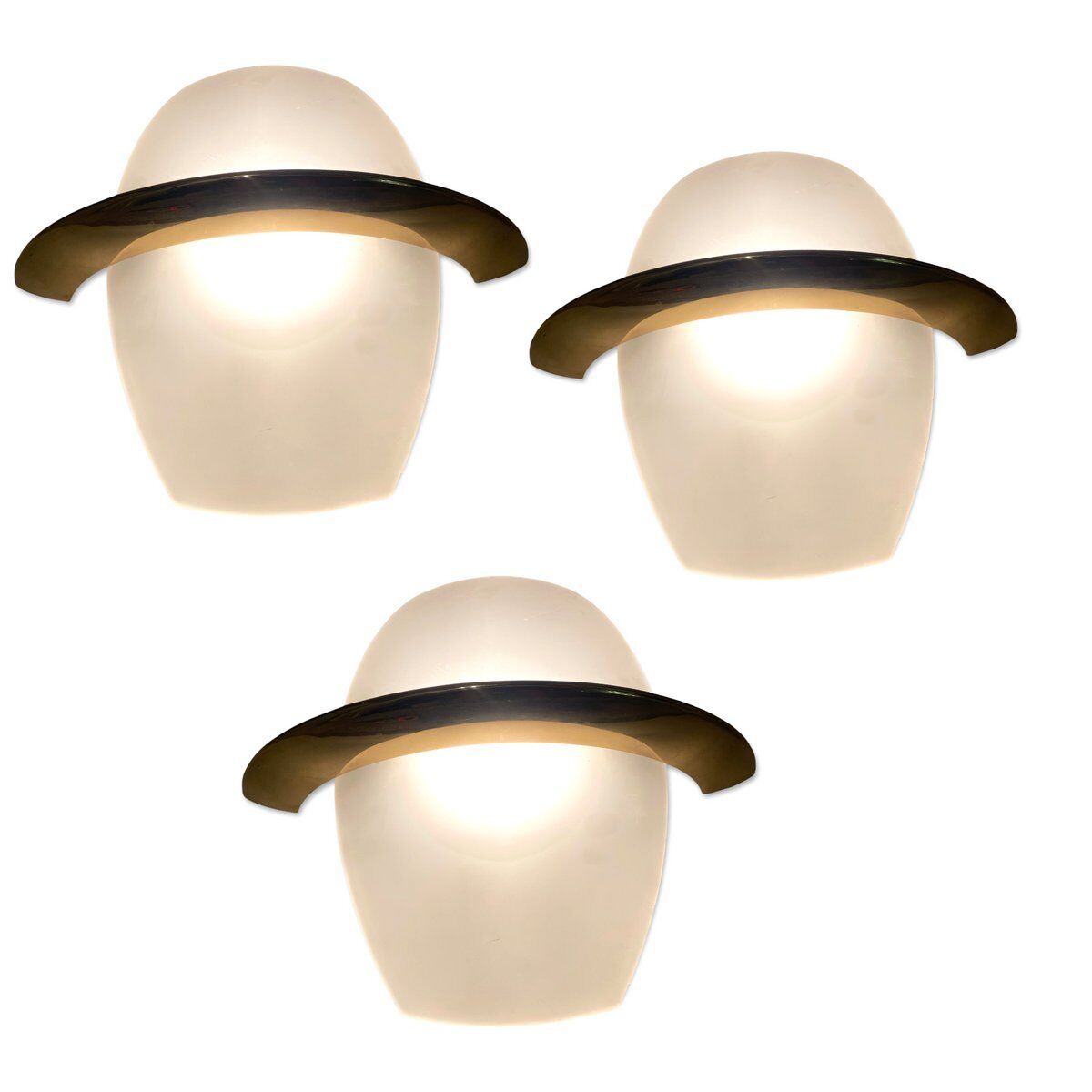Mid-Century Italian Satinated Glass Sconces, Set of 3