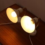 Pair of Scandinavian wall lights, white and gold metal