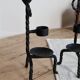 Vintage black metal candle holders – Twisted wrought iron