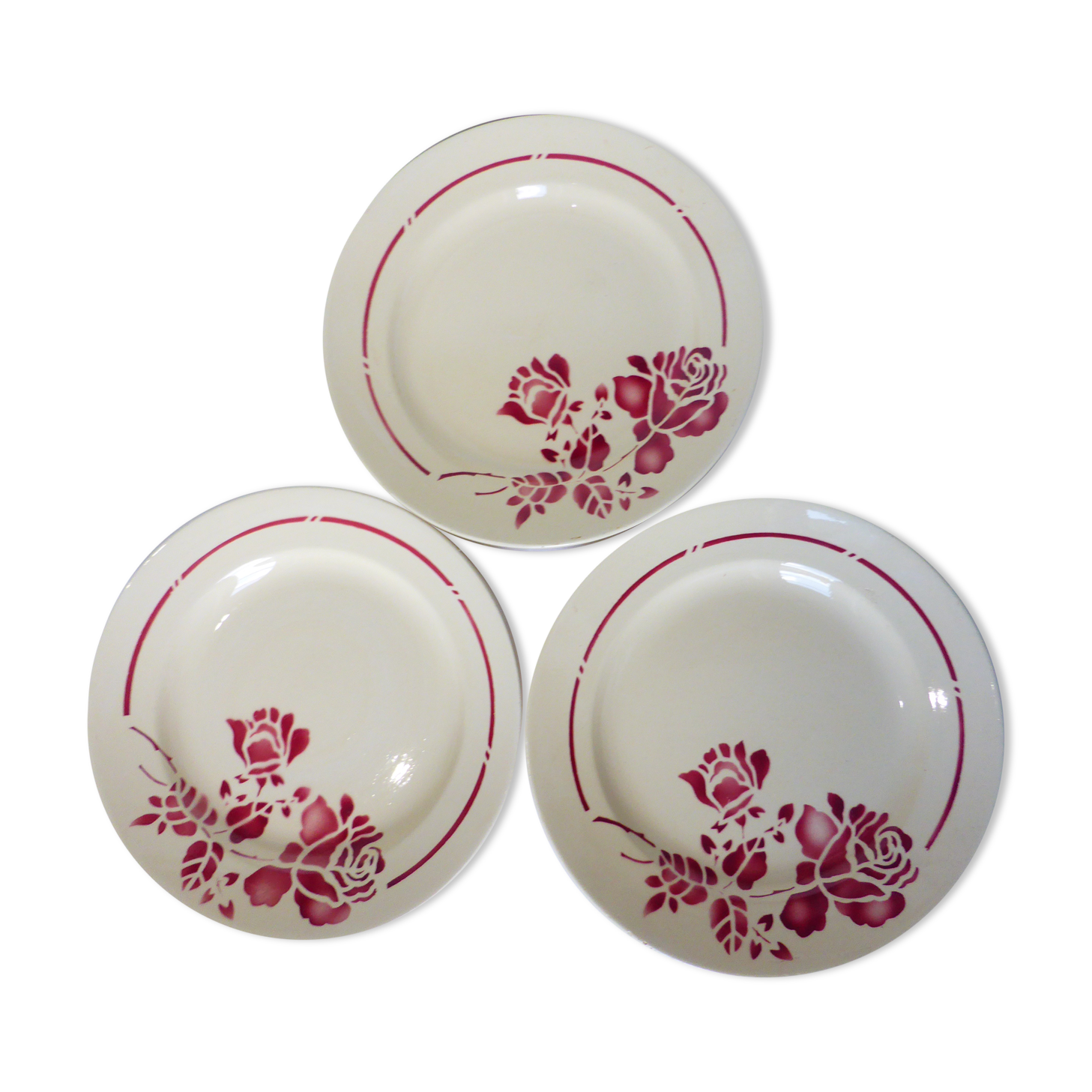 3 vintage dessert plates from St Amand 220614