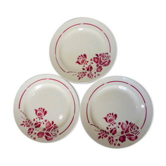 3 vintage dessert plates from St Amand 220614
