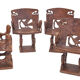 Set of 4 carved armchairs, 1950