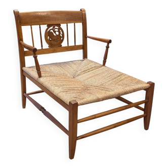 19th century straw chaise longue