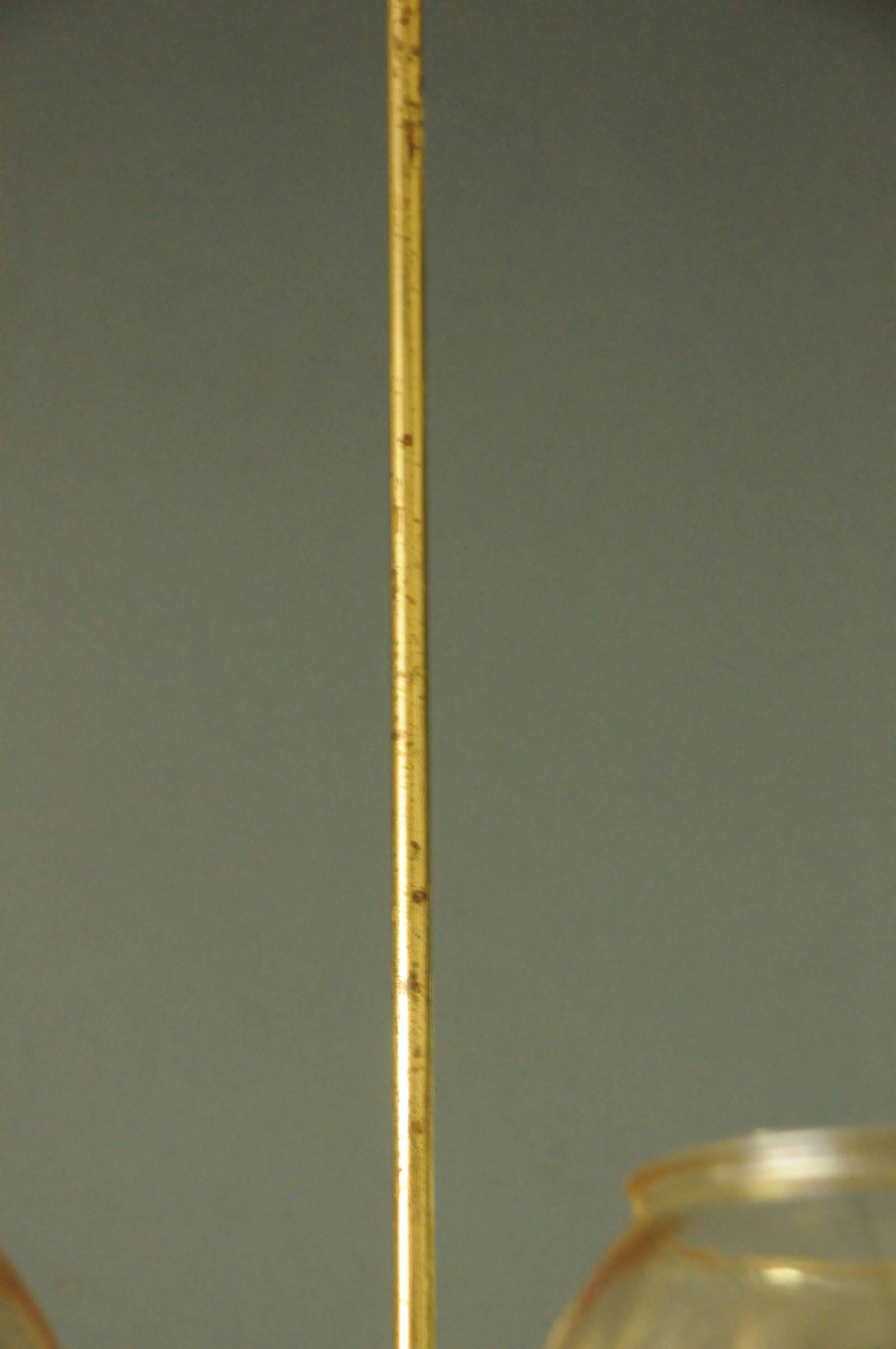 Scandinavian chandelier in mahogany wood and brass