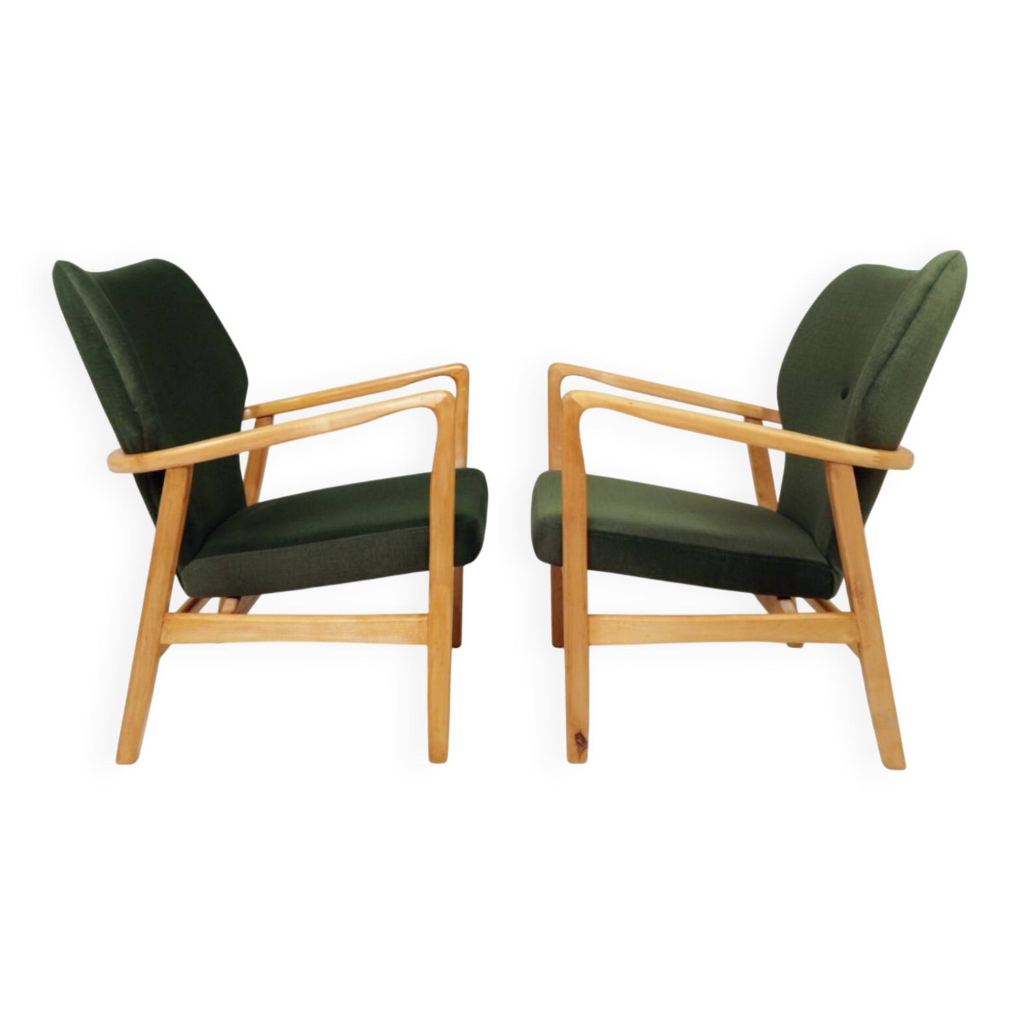 Pair of longue chairs royal green velvet by Ikea