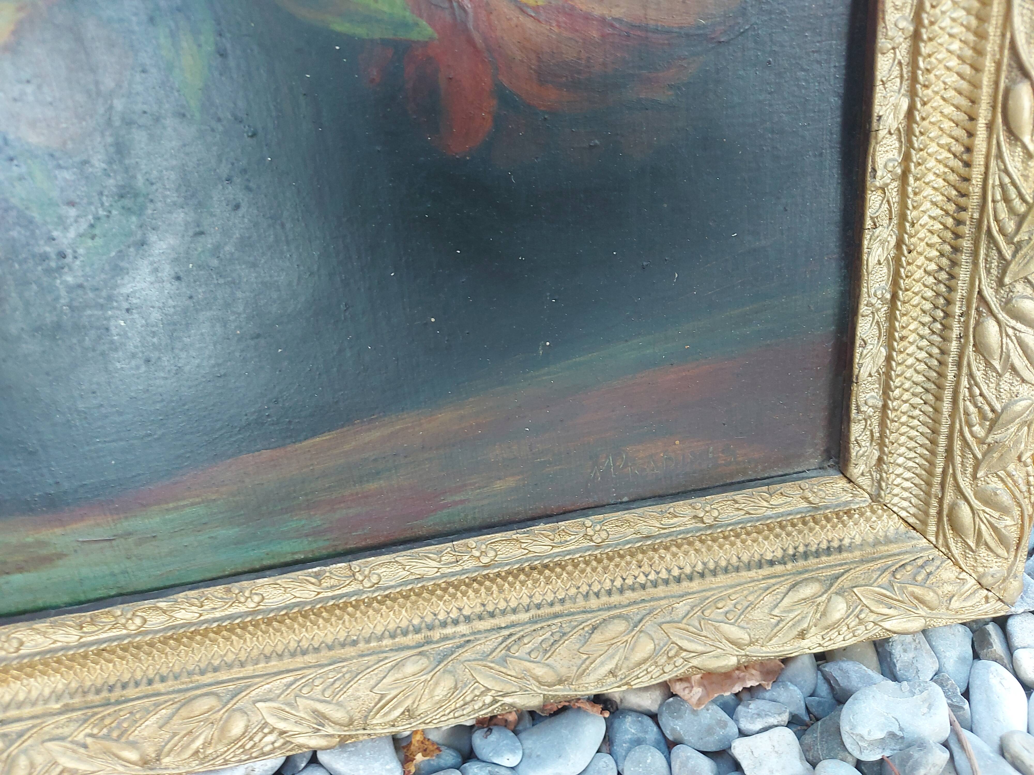 Painting, painting, oil on cardboard bouquet of flowers