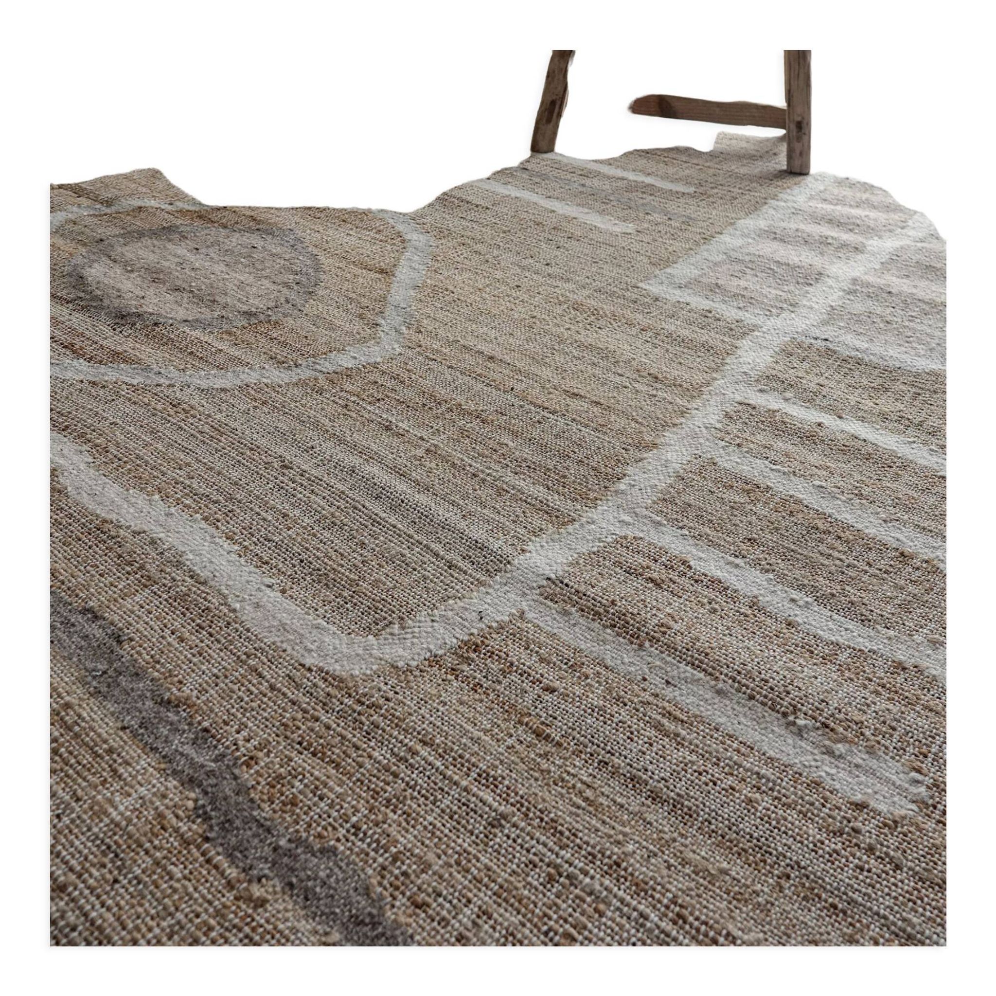 Woven jute and wool rug 240x170cm