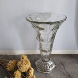 Large glass vase in the shape of a cone