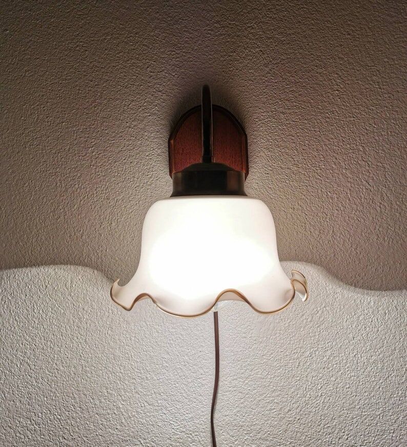 Vintage wall lamp with 70s glass cap