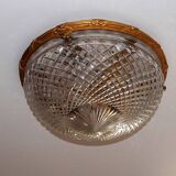 Bronze Cut Glass Ceiling Light: Mid-Century French Louis XVI Ceiling Lamp