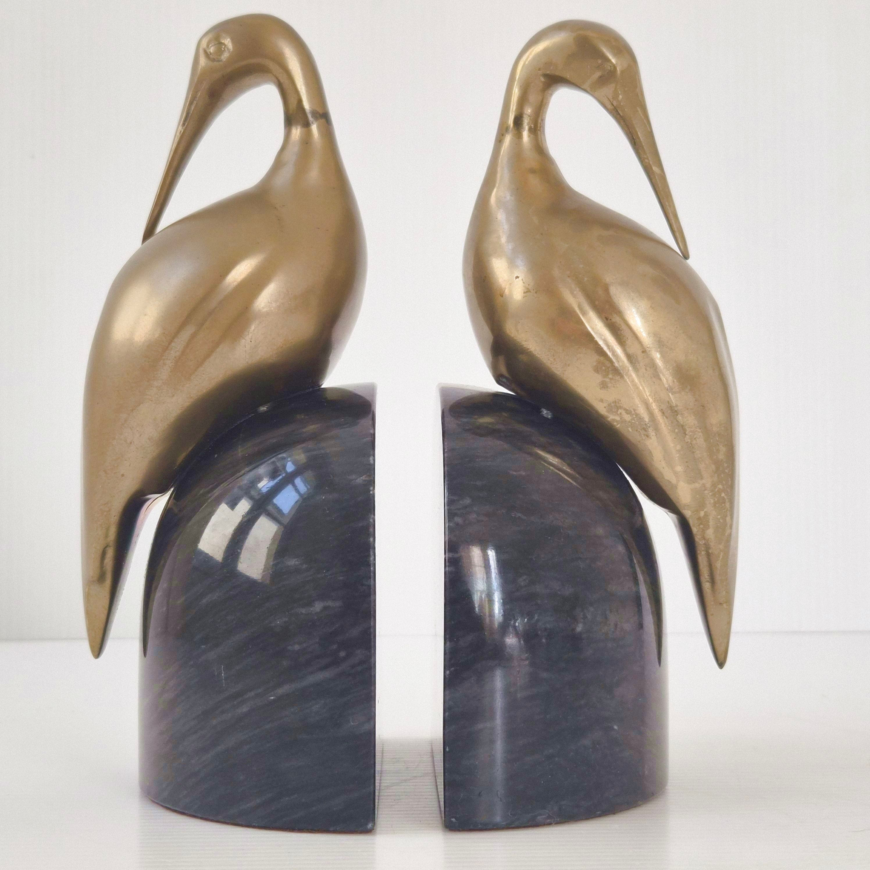 Pair of vintage 1970s heron bookends