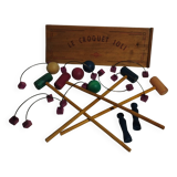 old wooden parlor croquet game "le croquet joli" in its box