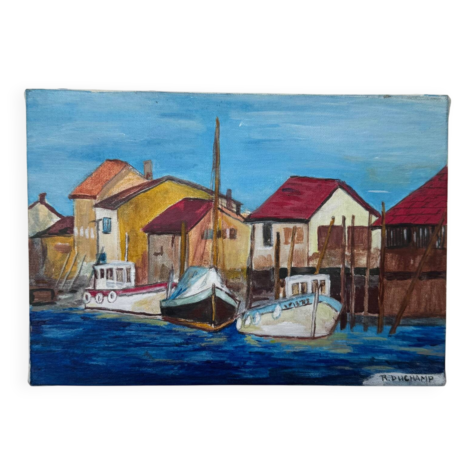 Old marine painting from the 20th century