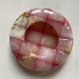Ashtray with pink and white onyx checkerboard