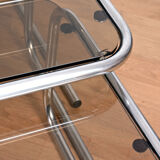 Tables gigognes chrome structure and trays smoked glass