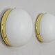 Mid Century Spanish Modern Brass and Opaline Glass Sconces Metalarte 70s